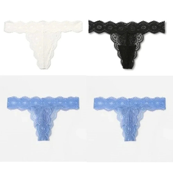 XS X-SMALL 4pc Gilligan &‎ O'Malley All Over Lace Thong - Picture 1 of 6